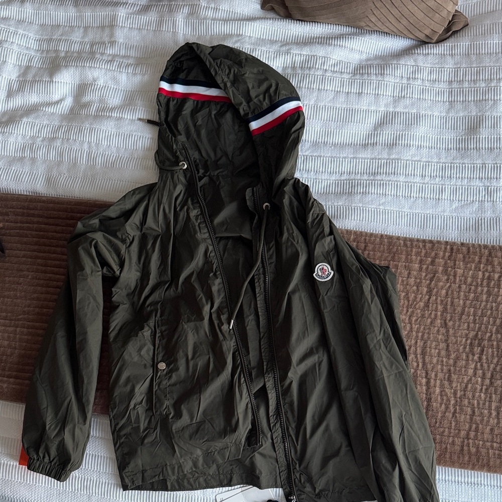 Moncler Olive Green Hooded Rain Windbreaker Jacket